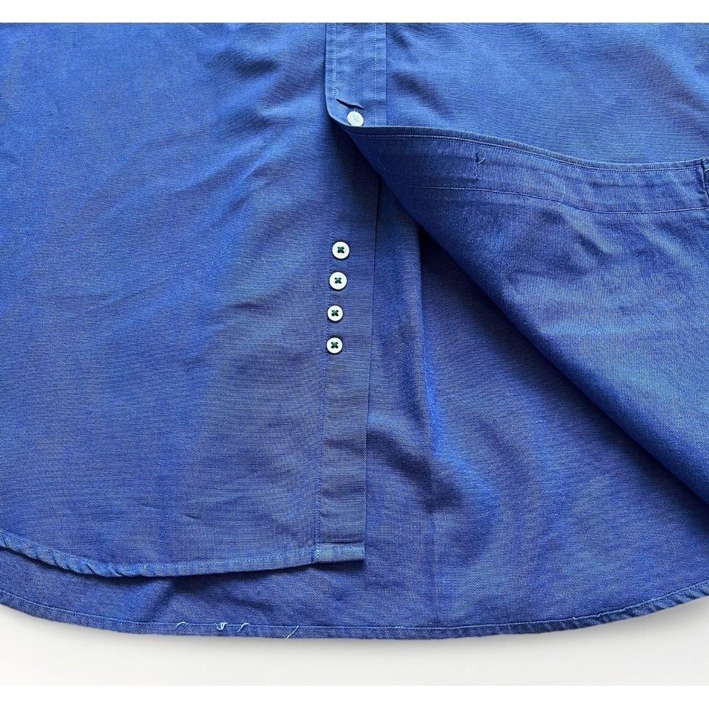 Tommy Hilfiger Button Shirt Men 17.5 34-35 Blue Cotton Oxford Crest Vintage - Picture 7 of 11